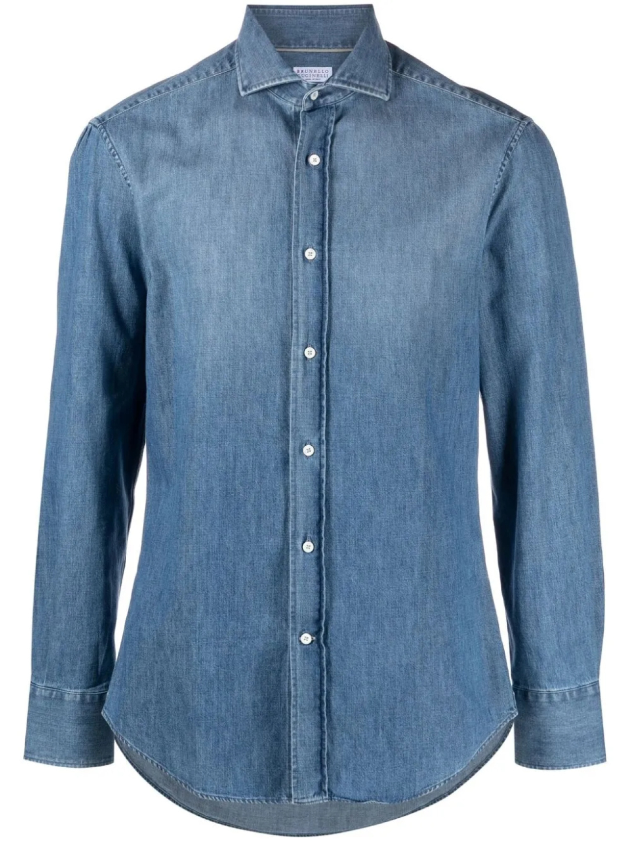 

Brunello Cucinelli джинсовая куртка с косым воротником, синий