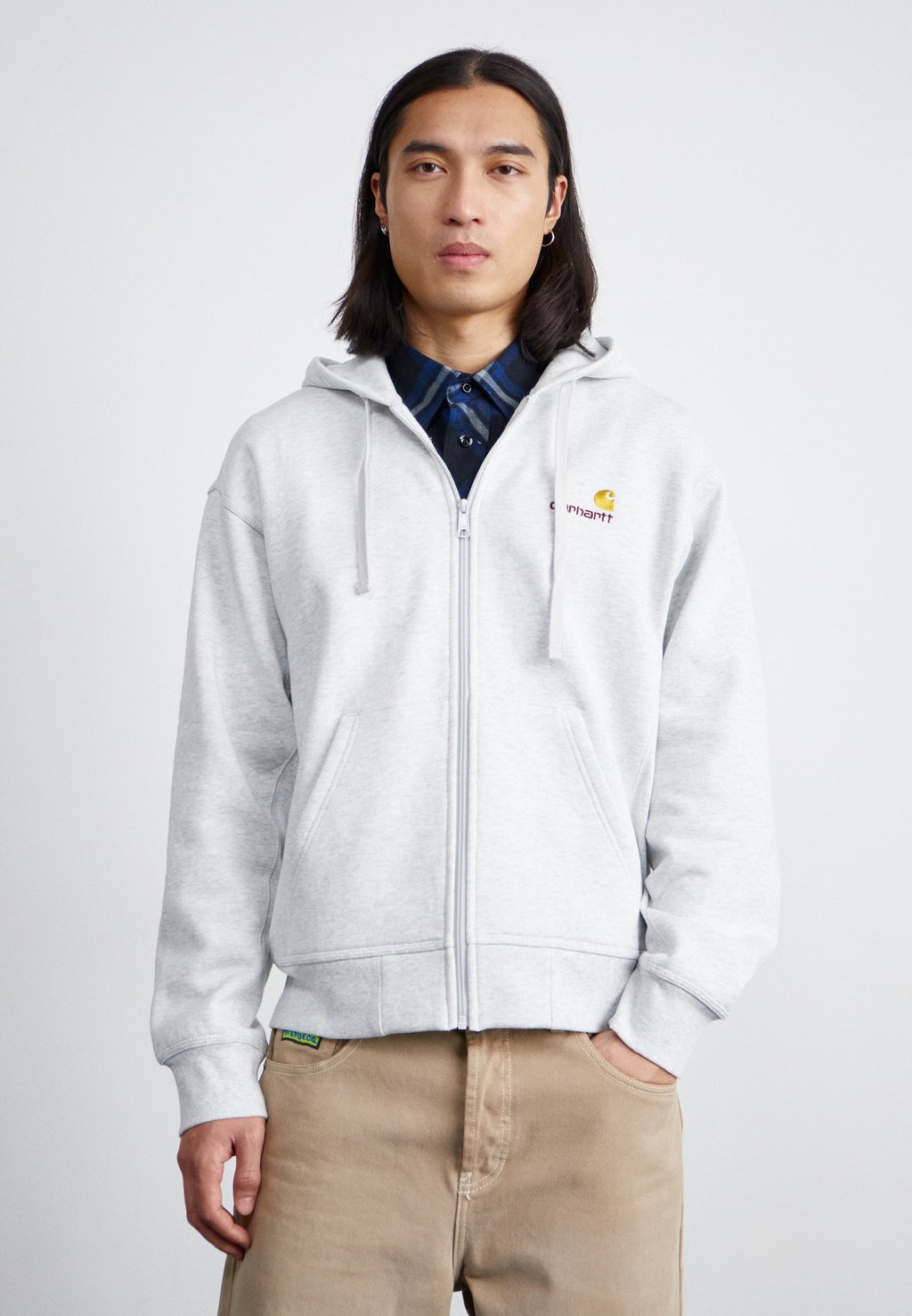

Толстовка на молнии HOODED AMERICAN SCRIPT JACKET Carhartt WIP, темно-серый