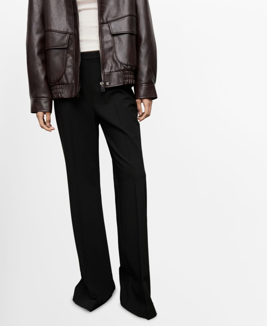 

Женские брюки-клеш с высокой талией MANGO, Black