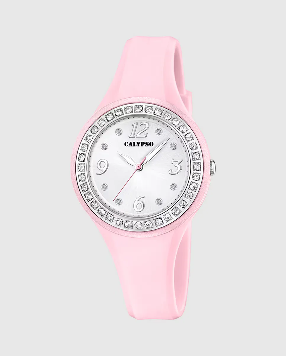 

K5567/C Модные розовые женские часы из каучука Calypso