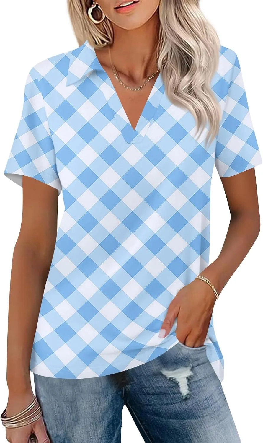 

Женская футболка с V-образным вырезом и коротким рукавом AMXYFBK