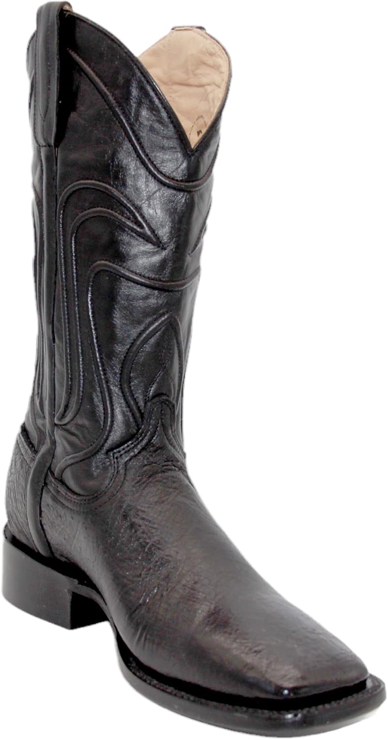 

Мужские ковбойские сапоги Western Shops с квадратным носком из гладкой натуральной кожи страуса, черного цвета The Western Shops