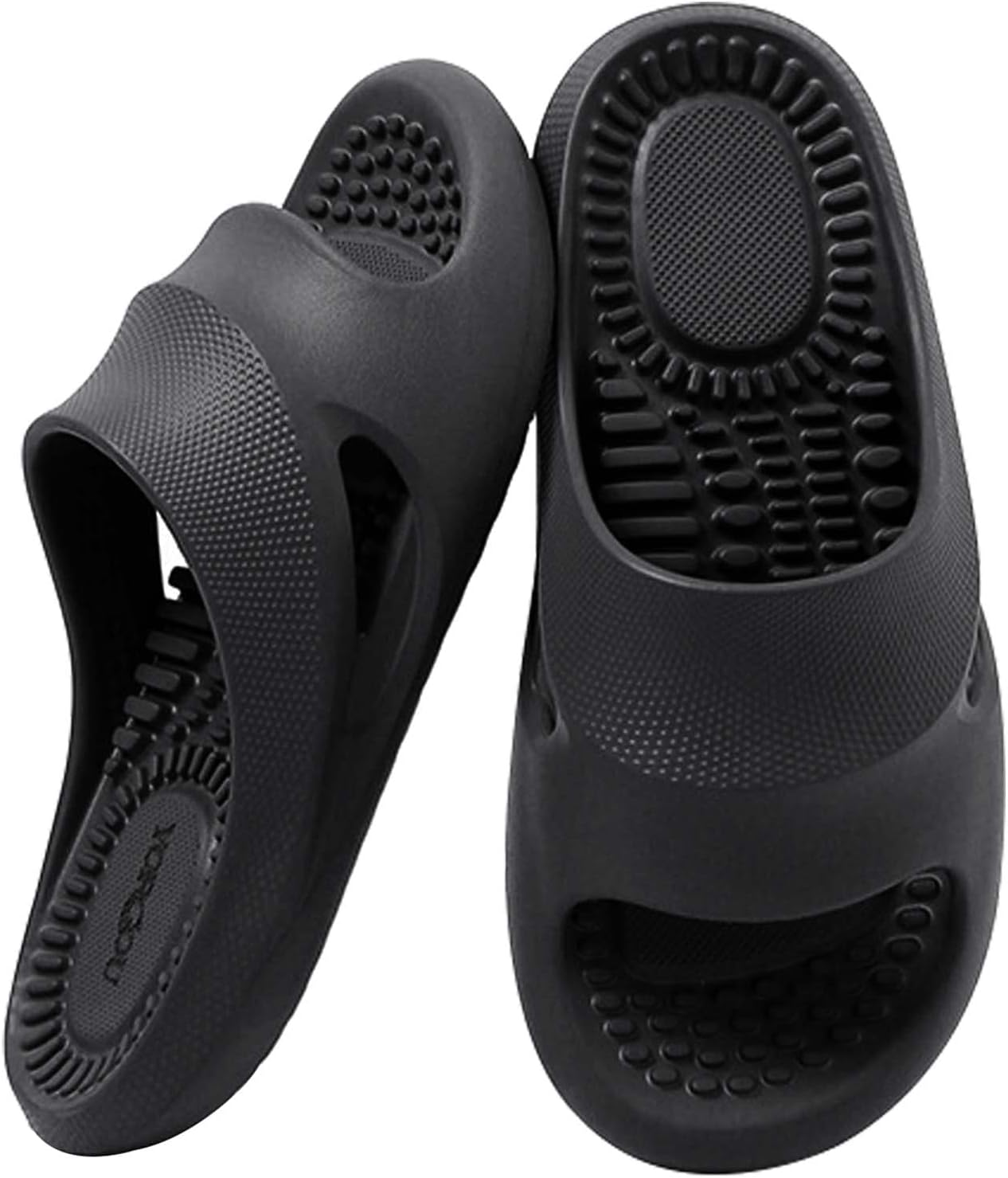 

Массажные тапочки NIDDISLIP для женщин и мужчин, сандалии с открытым носком, шлепанцы для душа, летние домашние тапочки для ванны, слайды для плантарного фасциита, для девушек, занятий в спортзале, нескользящие для дома, черный