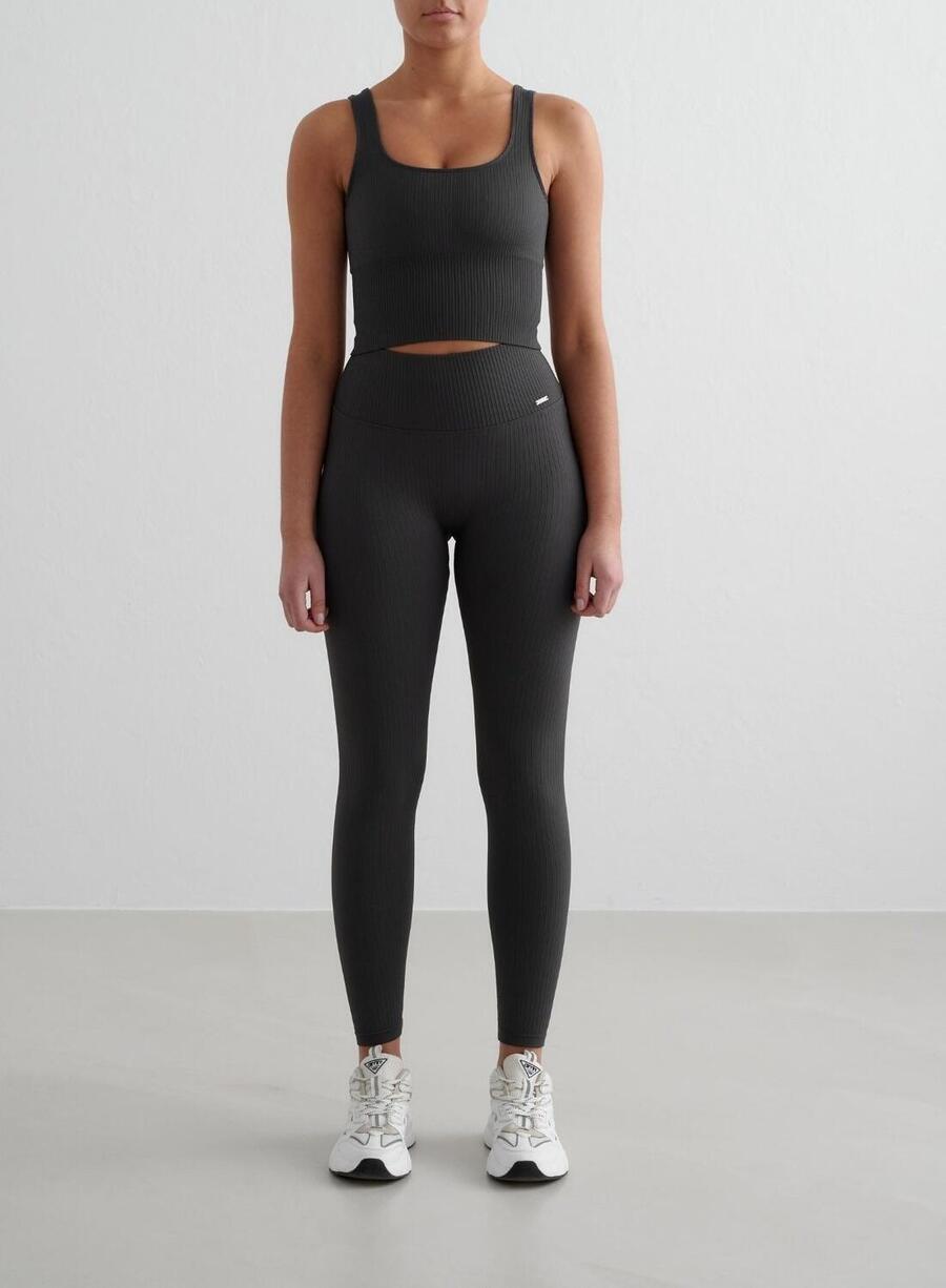 

AIM'N Женские бесшовные леггинсы для йоги Petite в рубчик, темно-серые