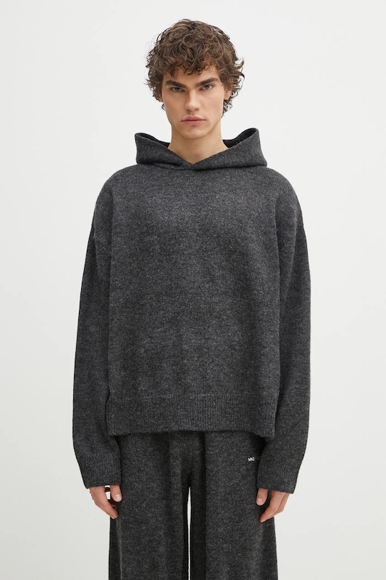

Свитер с добавлением мохера Mohair Blend Knit Hoody Mki Miyuki Zoku, серый