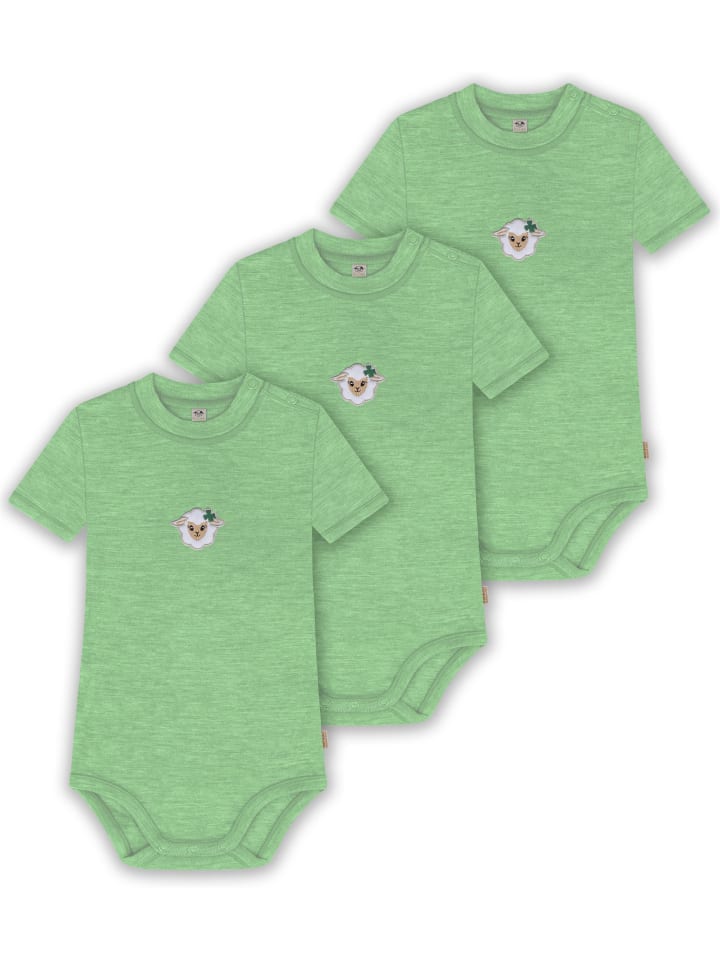 

Normani Outdoor Sports Комплект из 3 детских боди с короткими рукавами из мериносовой шерсти, зеленого цвета