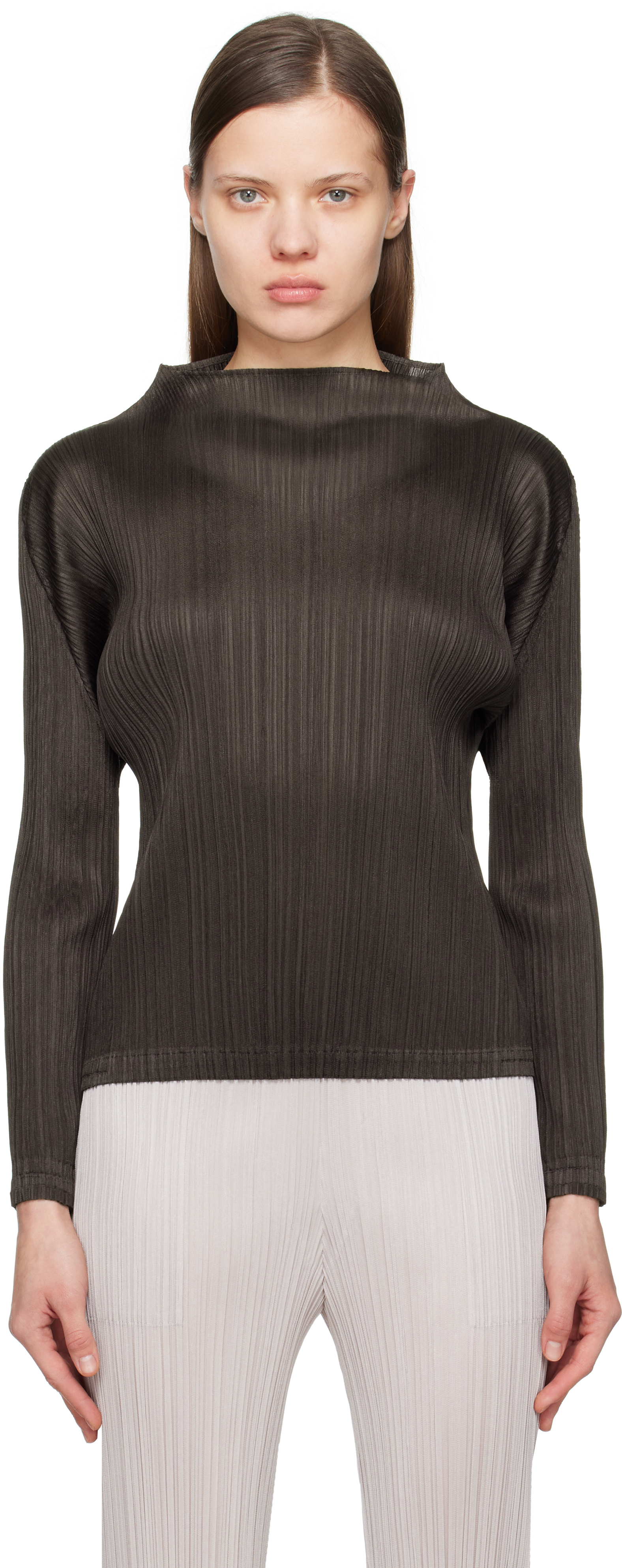 

Черные ежемесячные цвета декабря Топ PLEATS PLEASE ISSEY MIYAKE