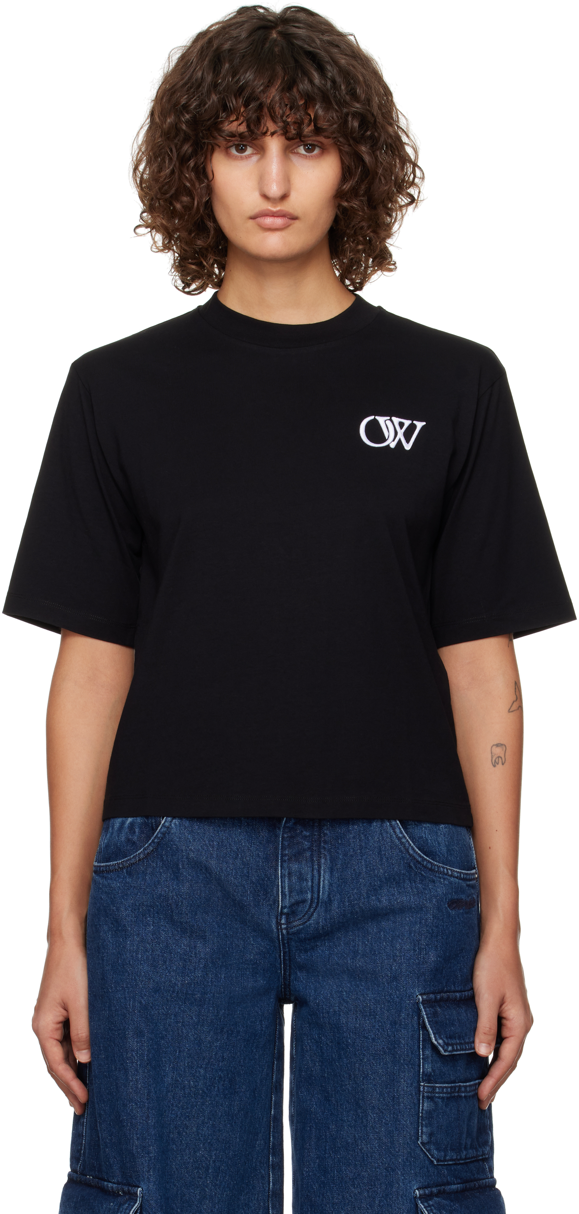 

Черная свободная футболка Embr 'OW' Off-White