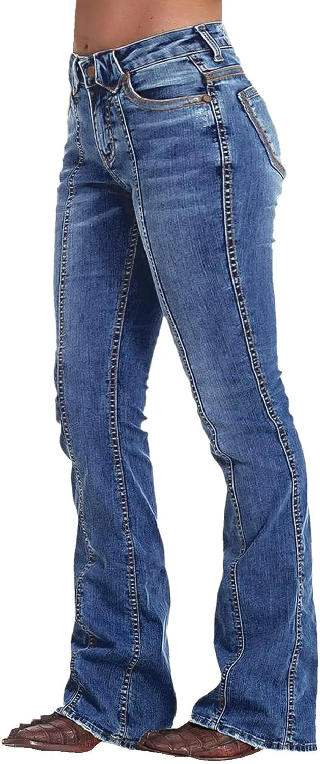 

Джинсы Flamingals Boot Cut для женщин Mid Rise с эффектом подтяжки ягодиц