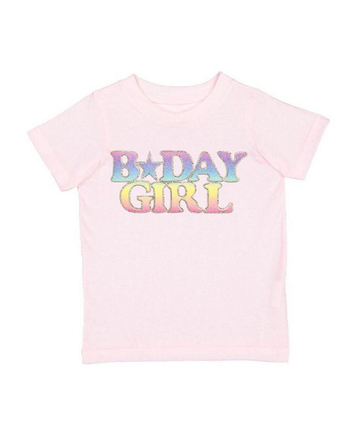

Детская футболка с коротким рукавом "Pastel Rainbow BDay Girl" с нашивкой - для малышей и детей постарше Sweet Wink, розовый