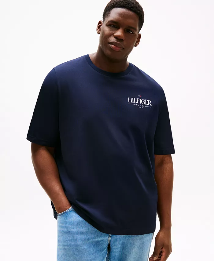 

Мужская футболка с коротким рукавом и круглым вырезом Big & Tall Stack Logo Tommy Hilfiger, синий