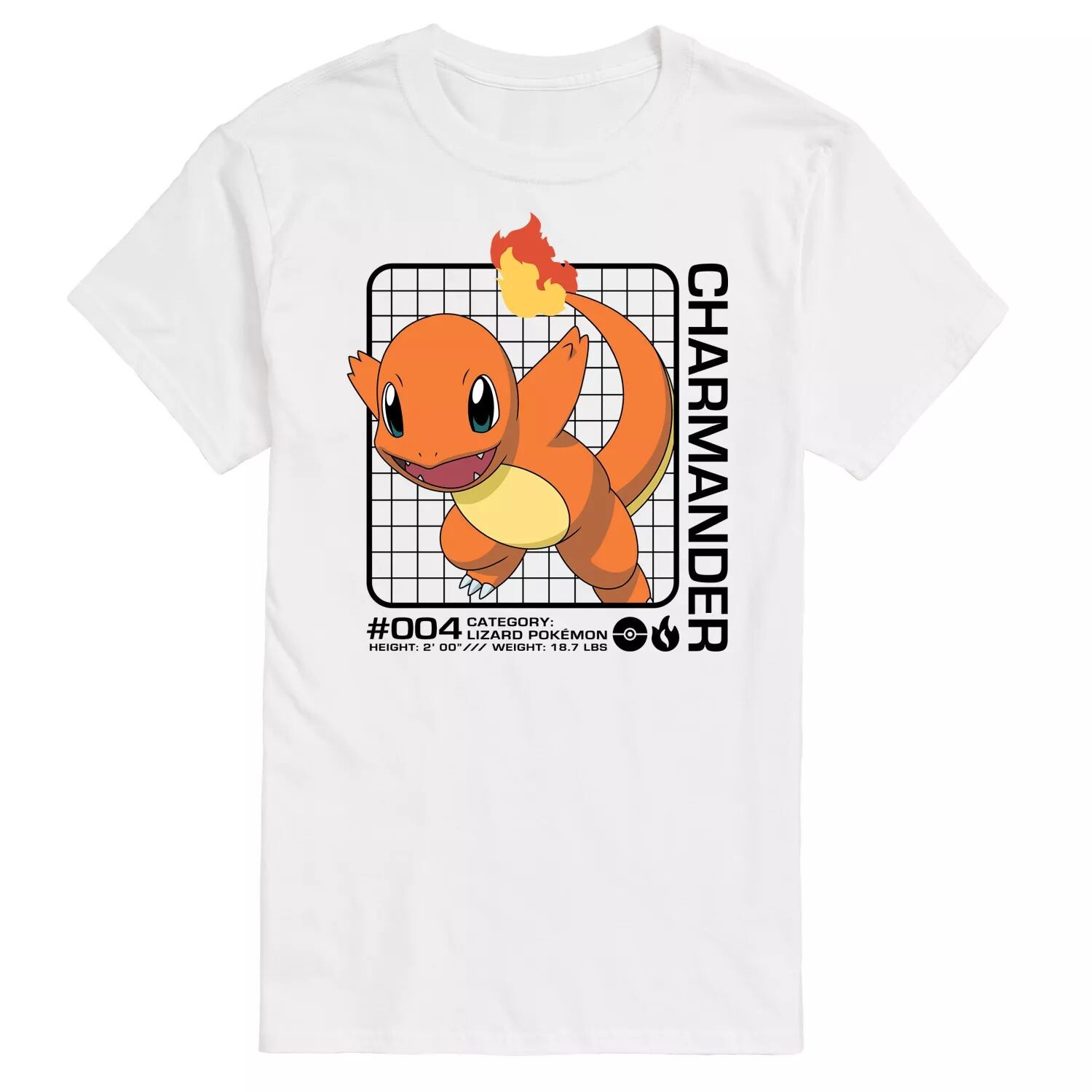 

Мужская футболка с рисунком Pokemon Charmander Stats Licensed Character