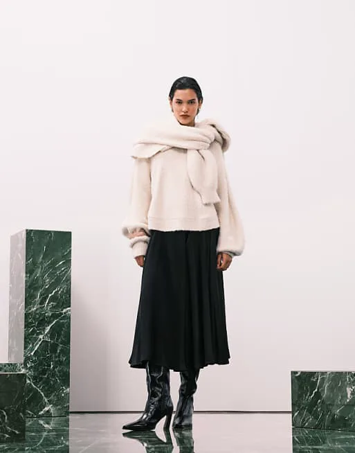 

Бежевый вязаный джемпер-букле ASOS DESIGN