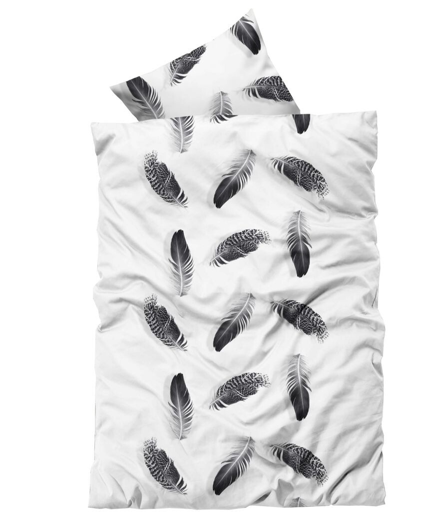 

Флисовое постельное белье из двух предметов 135х200 см с перьями черно-белого термофлиса зима leonado vicenti, белый