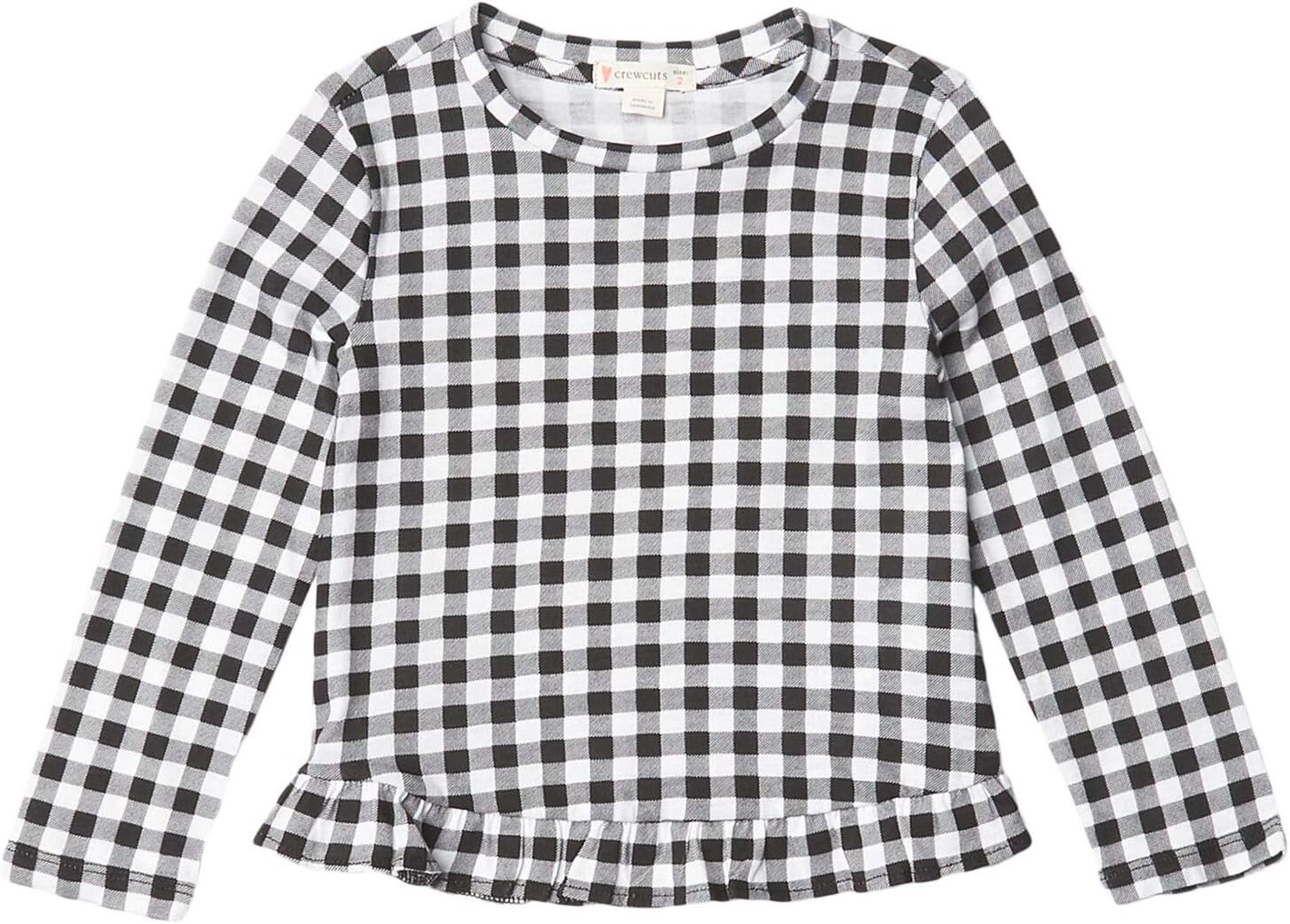 

Футболка crewcuts by J.Crew Keegan Ruffle Hem Printed, черный/белый