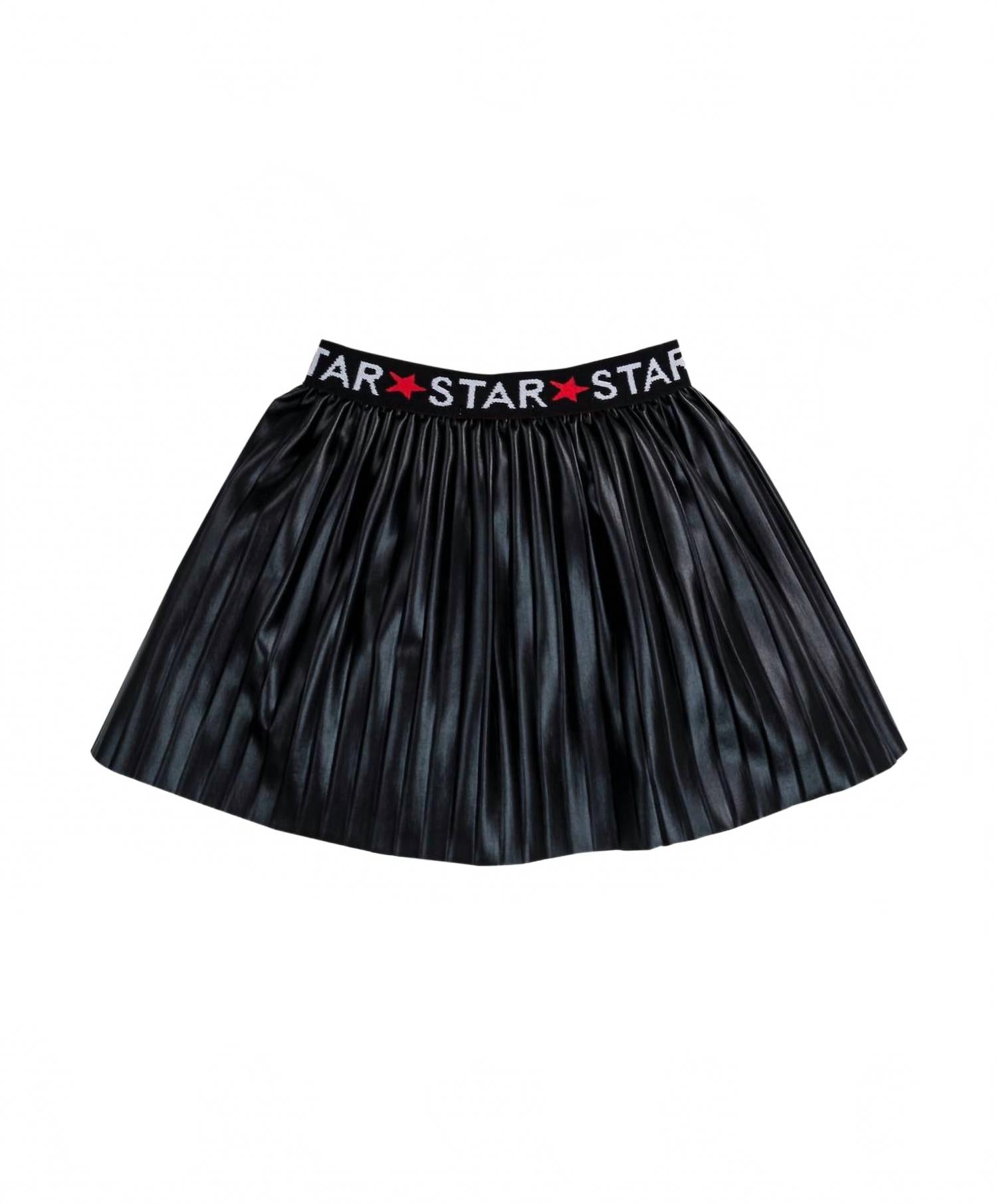 

Юбка для девочки из искусственной кожи в складку, черного цвета Emc, черный