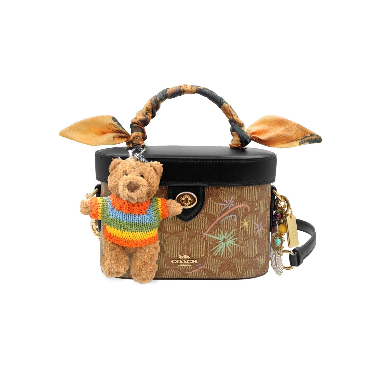

COACH Кожаная сумка через плечо малая унисекс разноцветная, Caramel Bear