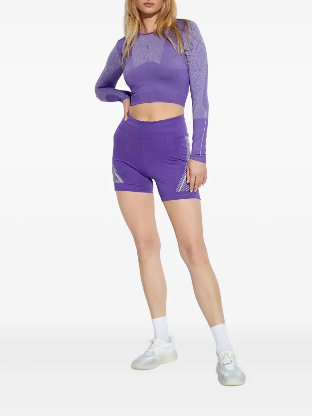 Спортивные шорты со светоотражающими полосками Adidas by Stella McCartney, фиолетовый — фото 2
