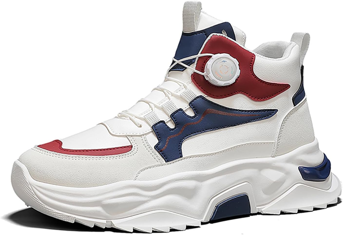 

Мужские модные кроссовки высокие для ходьбы, спортивные и повседневные кроссовки, массивные кроссовки для мужчин Spwagym, белый/красный