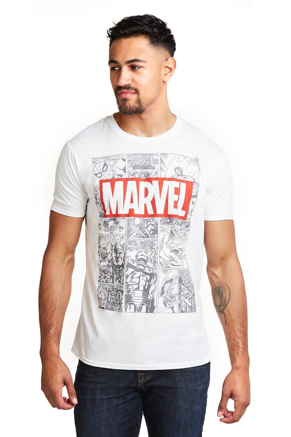 

Хлопковая футболка с монокомиксами Marvel, белый
