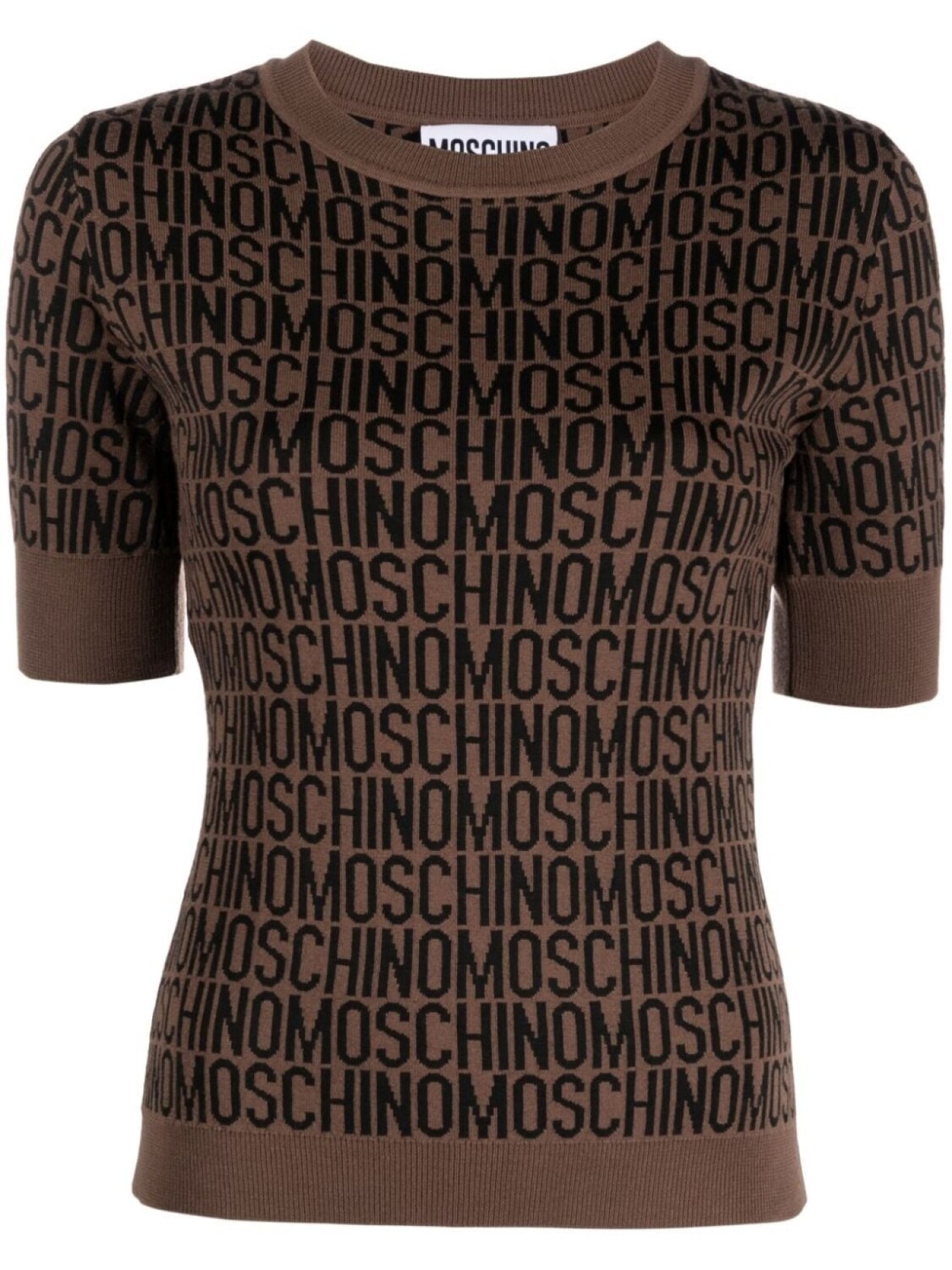 

Moschino топ с короткими рукавами и монограммой, коричневый