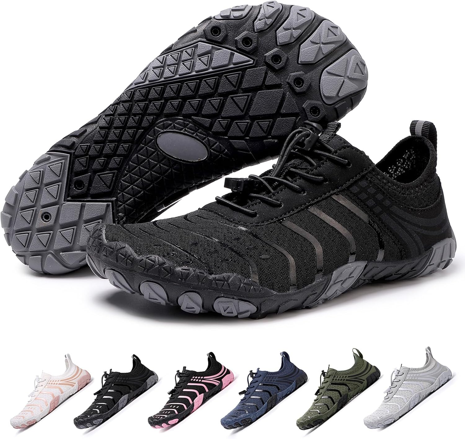 

Ботинки для походов для женщин и мужчин, унисекс водонепроницаемые босоножки, дышащие, противоскользящие походные туфли для занятий спортом, с широкой носочной частью, для походов, прогулок, бега, йоги и водных видов спорта Xianfengniao, темно-с...