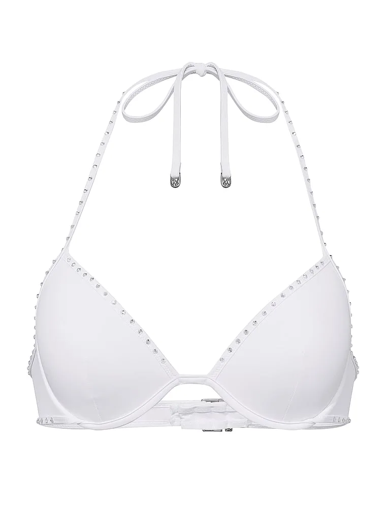 Топ от бикини Victoria'S Secret Swim, свадебный, пуш-ап, завязки на шее, белый — фото 3