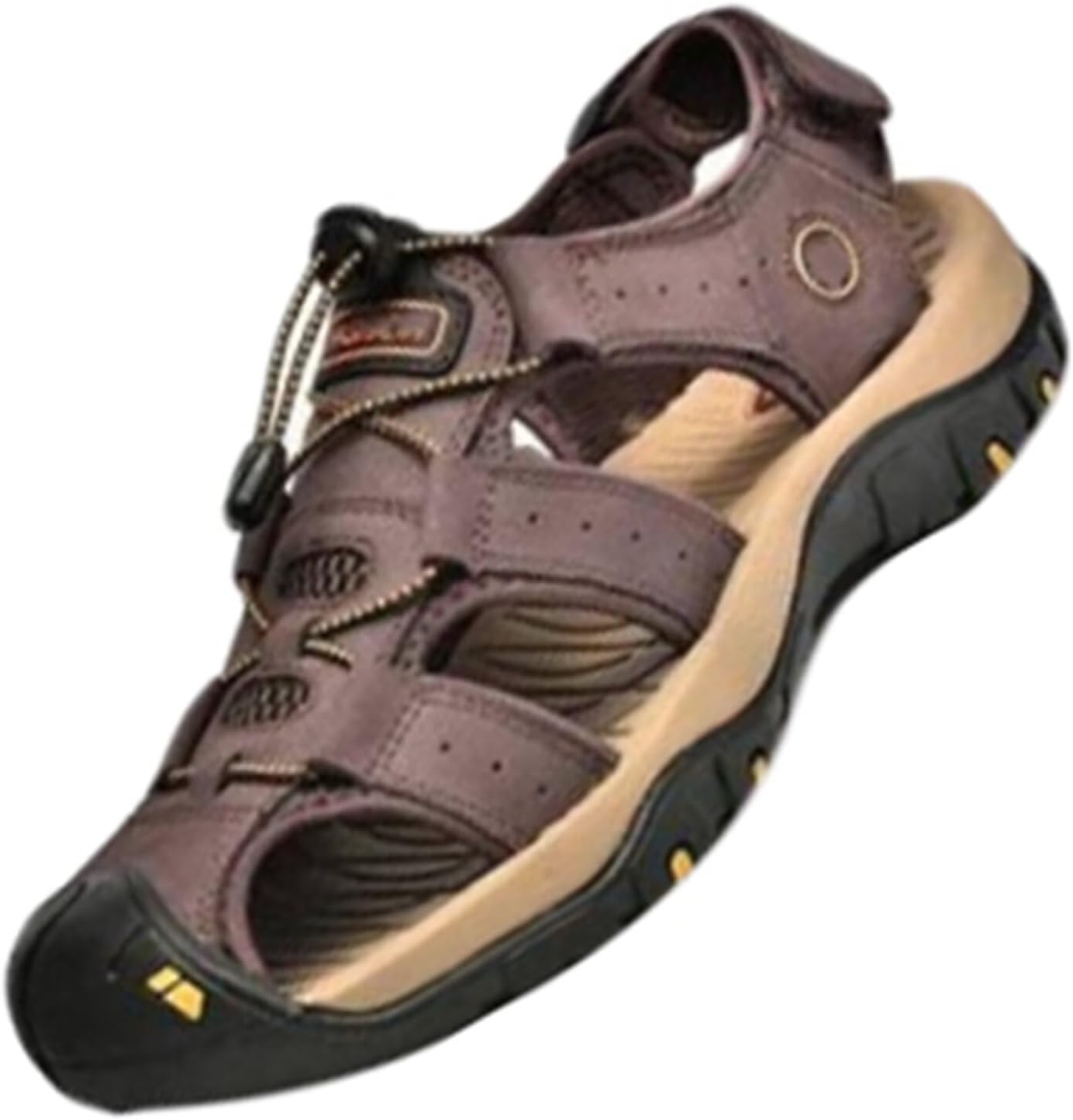 

Мужские кожаные сандалии, дышащие, с закрытым носком, водонепроницаемые, противоскользящие, для прогулок и походов, летние пляжные тапочки Hnvavq, D