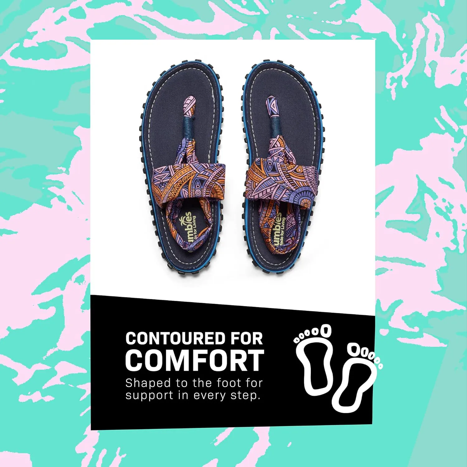 Женские вьетнамки Gumbies Slingback с супер мягкой перемычкой между пальцами и прочной подошвой из переработанной резины - гарантия комфорта, мятный/розовый — фото 3
