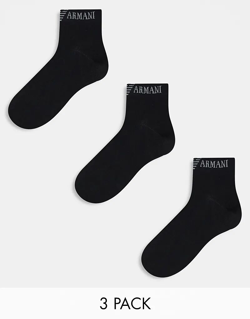 

Emporio Armani – Bodywear – 3 пары носков-кроссовок черного цвета Armani Exchange