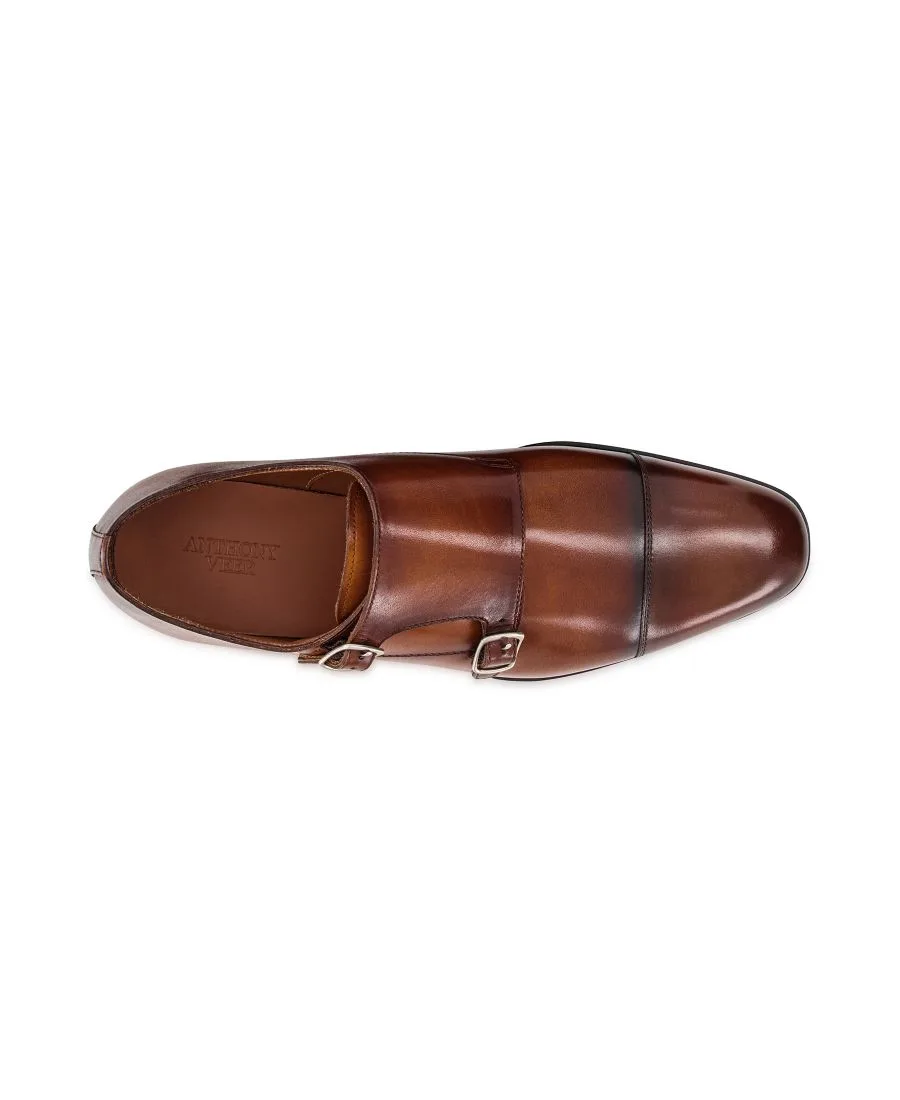 Мужские оксфорды Bexley Double Monk Slip On Anthony Veer, Tan — фото 3