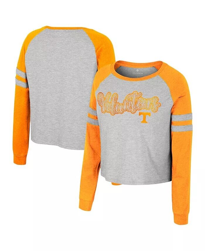 

Женская укороченная футболка цвета реглан с длинными рукавами Tennessee Volunteers I'm Gliding Here Colosseum