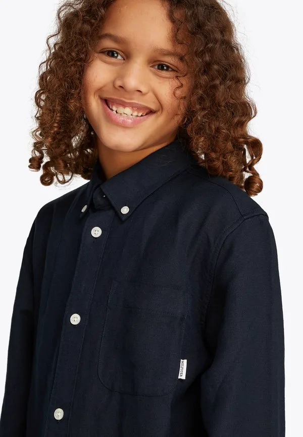 Рубашка свободного кроя из льняной смеси с вышивкой флага Tommy Hilfiger, Dark Night Navy — фото 4