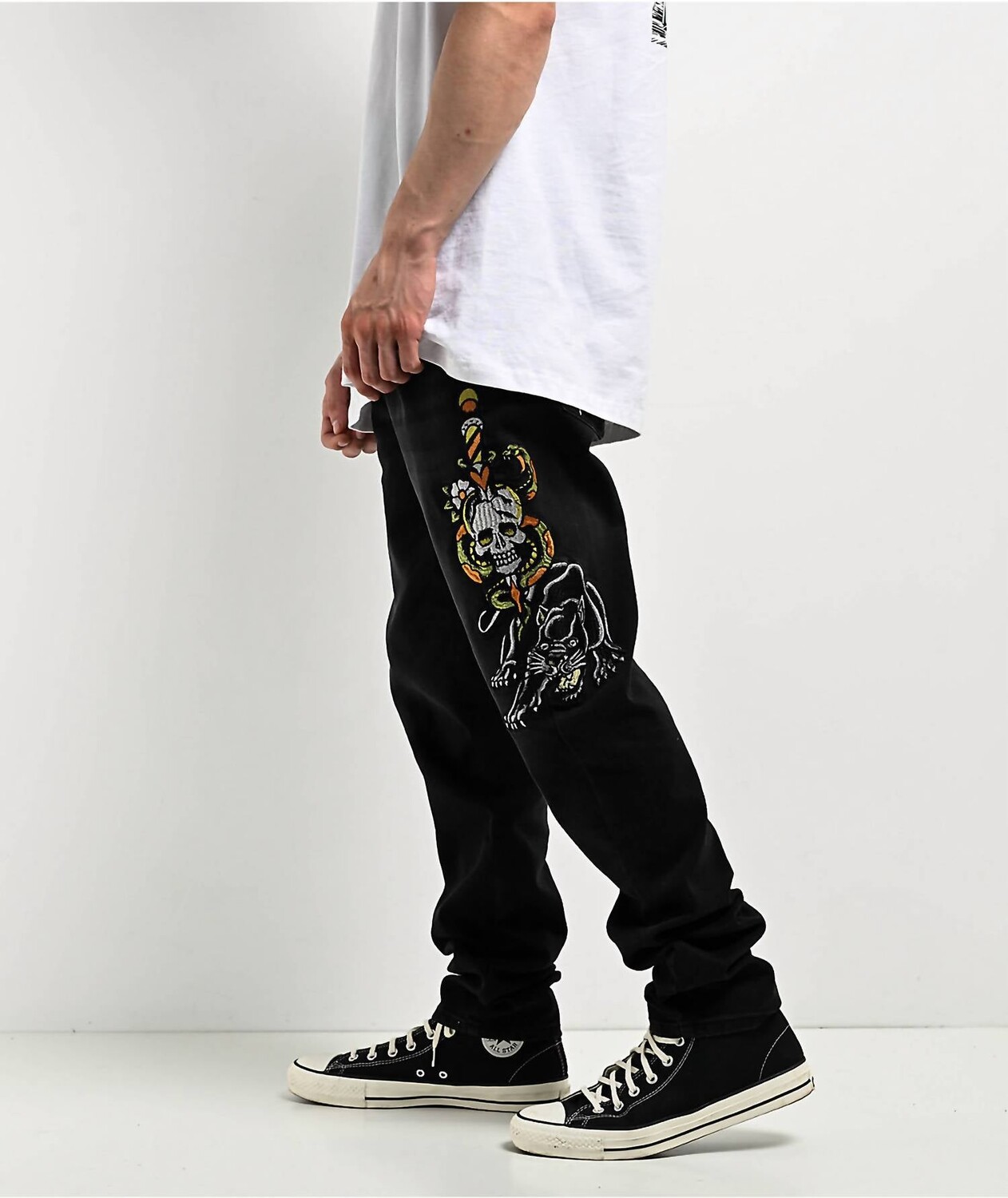 

Черные узкие джинсы Dagger Skull Taper Ed Hardy, черный