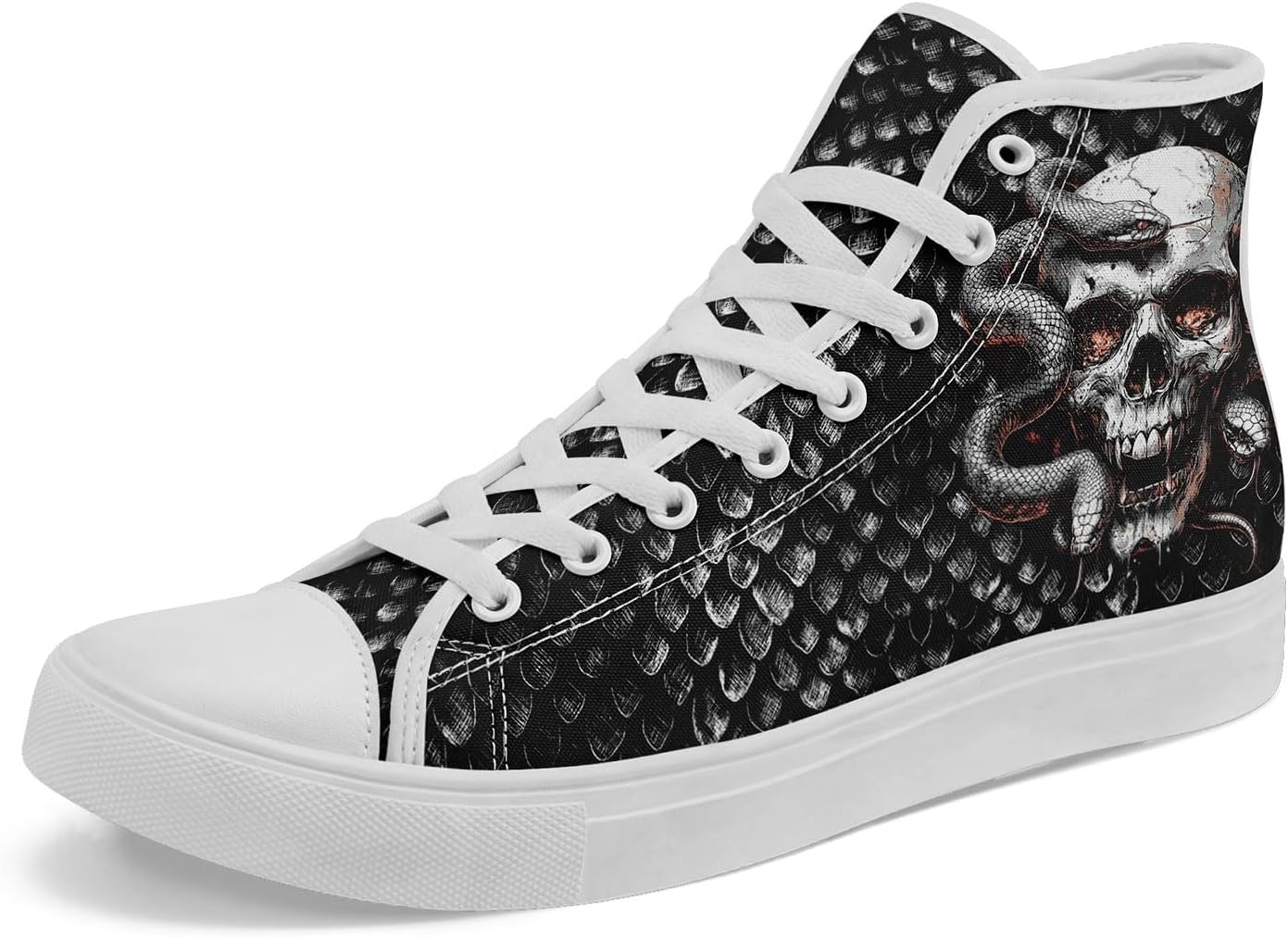 

Унисекс высокие кеды с готическим черепом для мужчин и женщин, стильные панк-кеды с изображением черепа, удобная повседневная обувь на плоской подошве Awsole, белый/черный/коричневый/серый