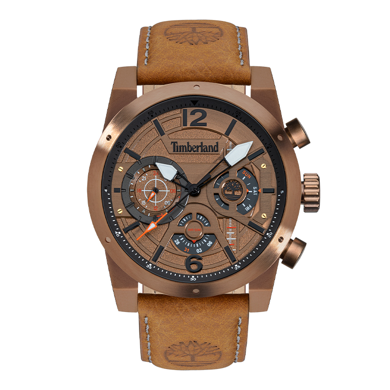 

Часы Holyoke Collection с кварцевым механизмом, кожаным ремешком, кофейным циферблатом, мужские часы Timberland