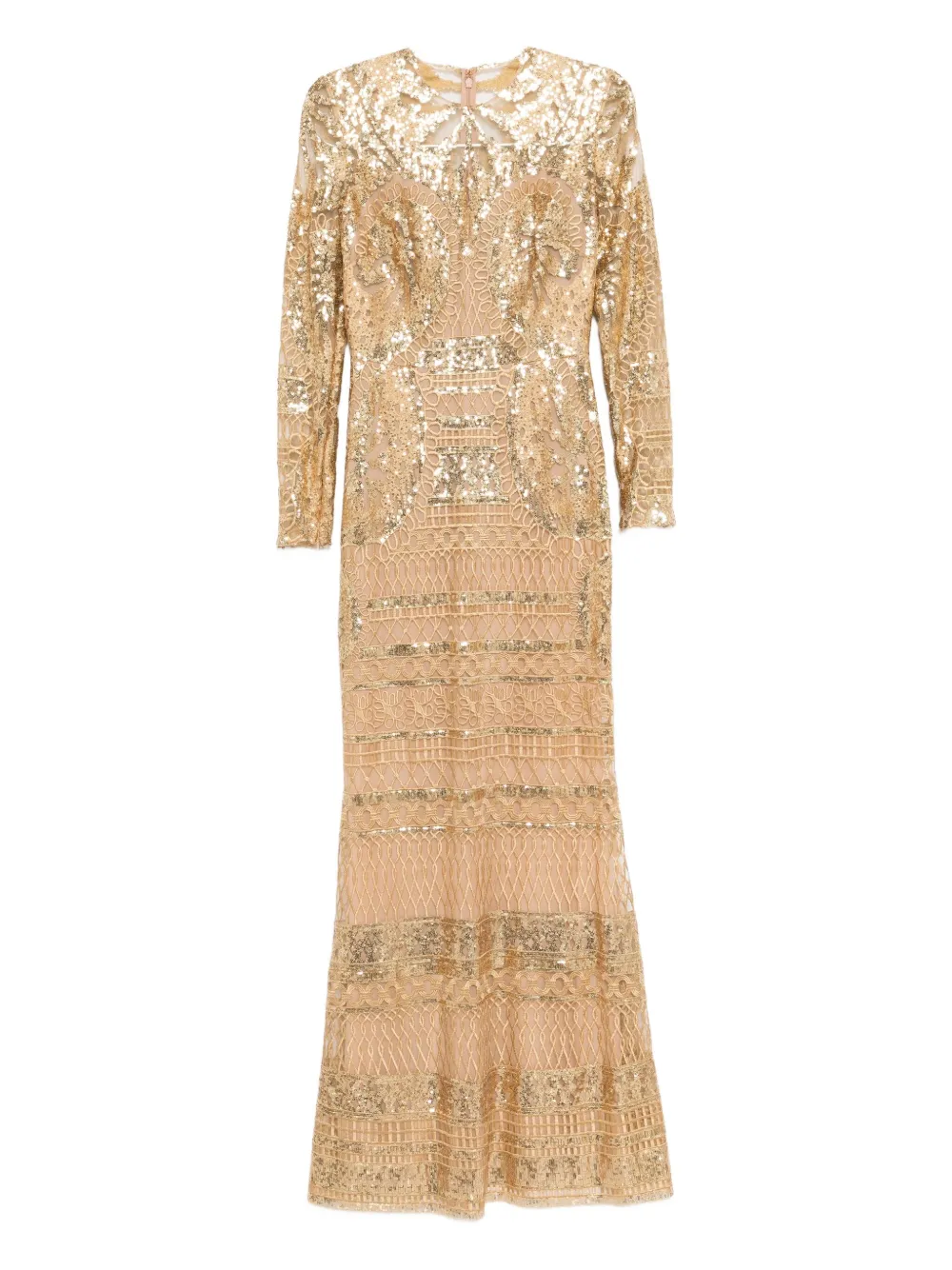 

Длинное платье из вышитого тюля Elie Saab, нейтральный