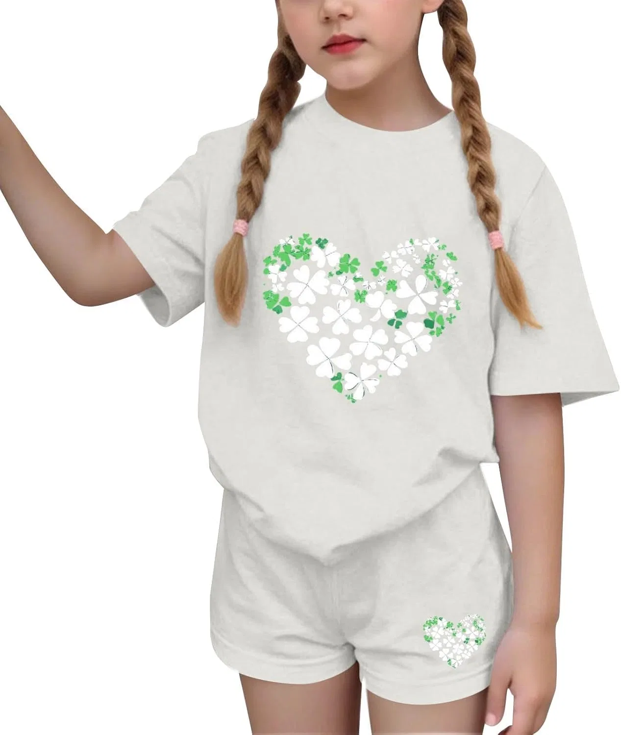 Детский спортивный костюм Love Shamrock Graphic Zzalalana, белый