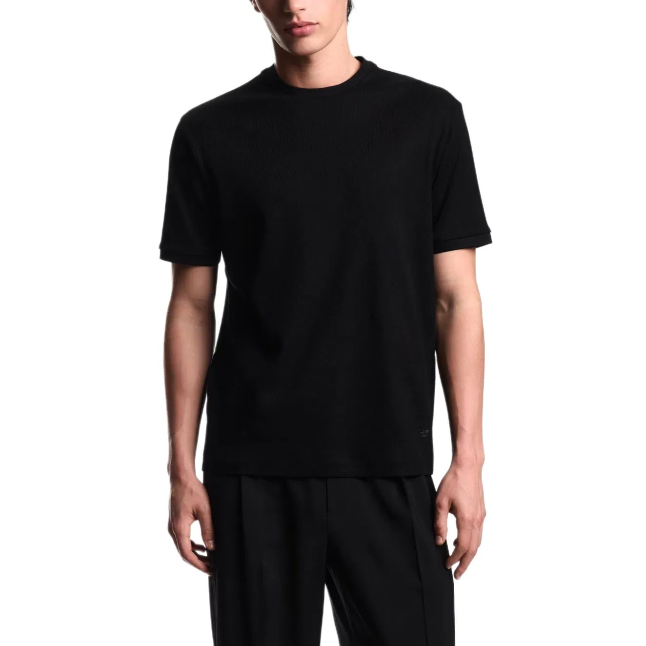 Футболка Asv jersey с вертикальным жаккардовым узором EMPORIO ARMANI, Black — фото 2