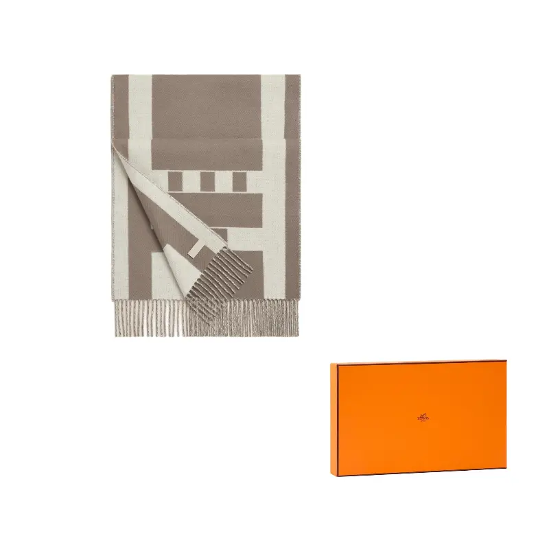 

Кашемировые шарфы Unisex Beige/Dark Umber HERMES, бежевый/темно-коричневый
