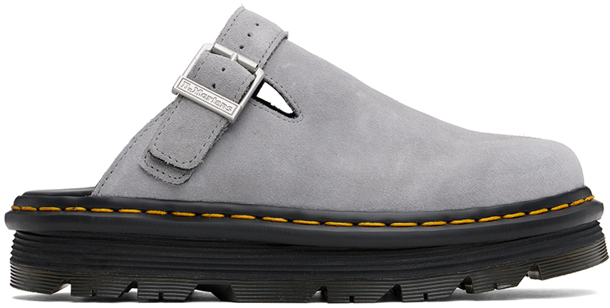 

Мюли на платформе с открытой пяткой из серой замши Zebzag Dr. Martens