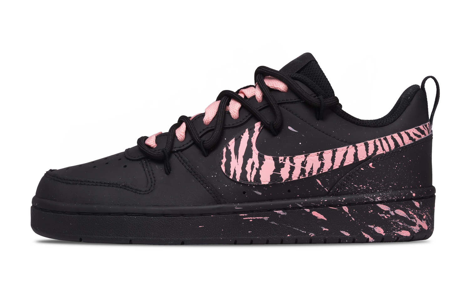 

Nike Court Borough Pink Spot Dreamy Slip Resistant Low top Kids' Skateboarding Shoes Black Teenagers