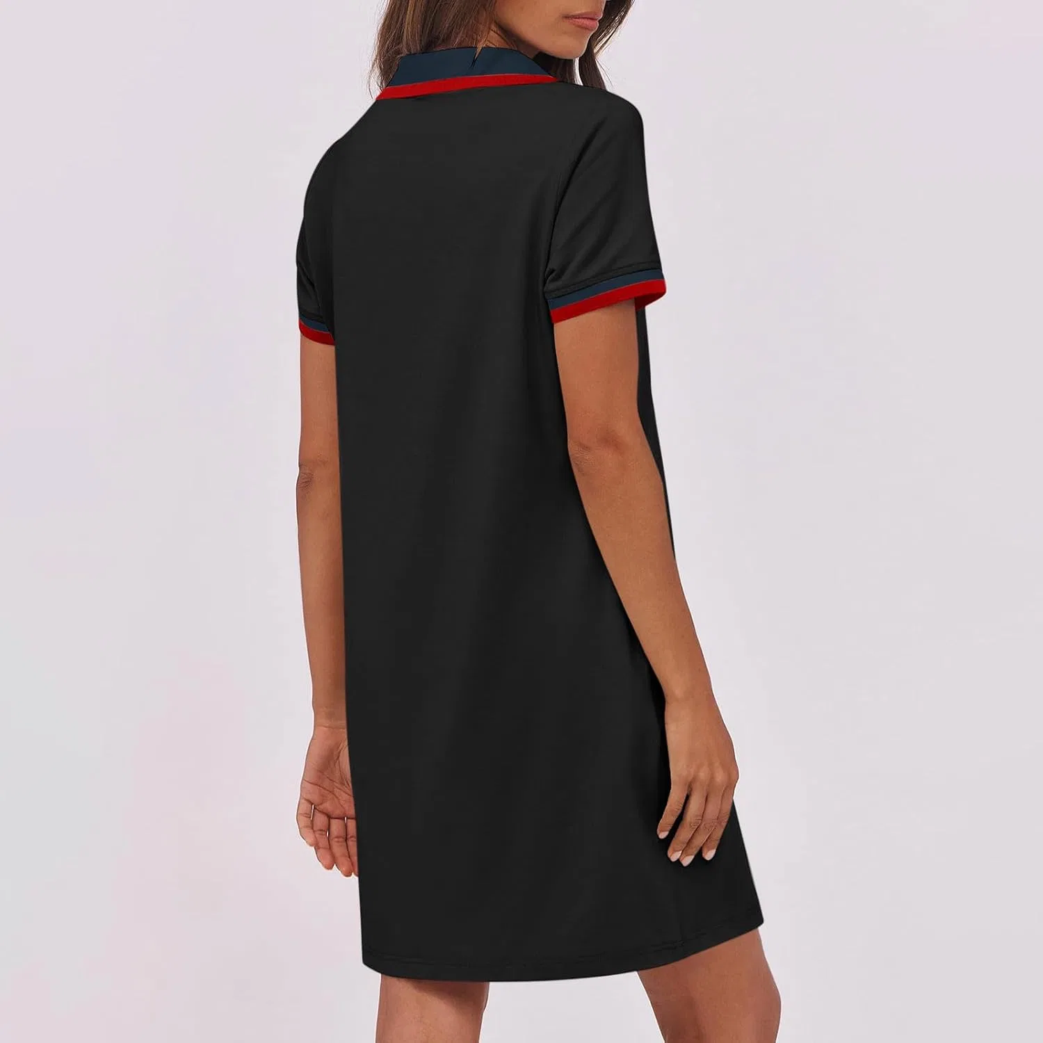 Платье для гольфа и тенниса с коротким рукавом, женское, Black-red — фото 2
