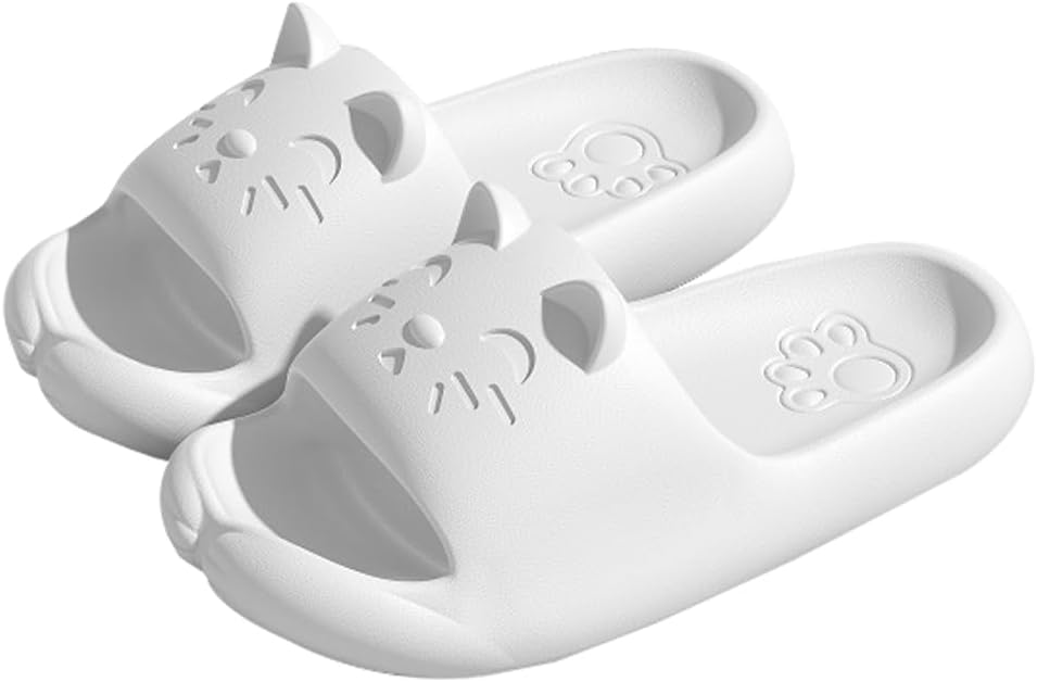 

Женские и мужские шлепанцы с милым мультяшным дизайном Rungion, быстро сохнущие, для ванной, с противоскользящей подошвой, домашние тапочки-подушки, белый