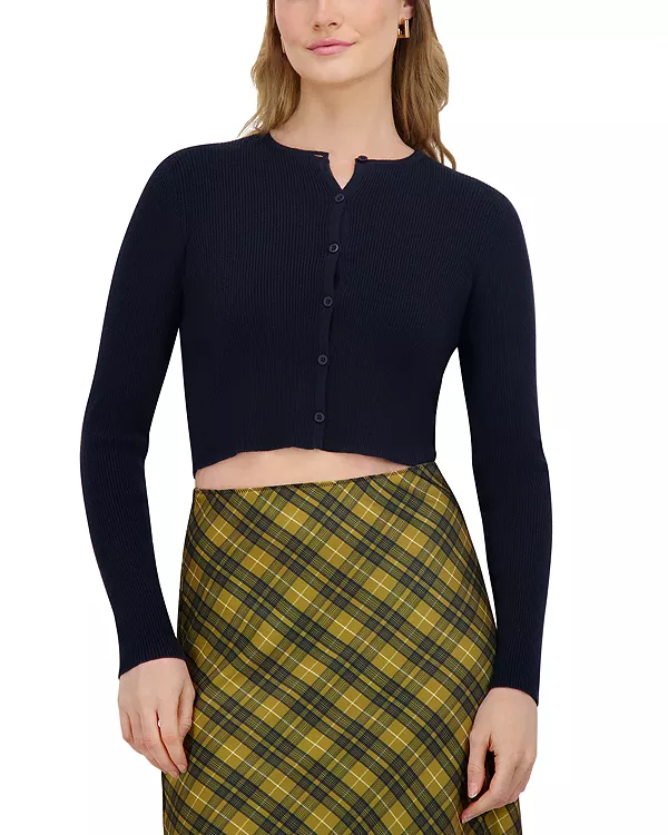 

Вязаный укороченный кардиган с круглым вырезом Point, синий