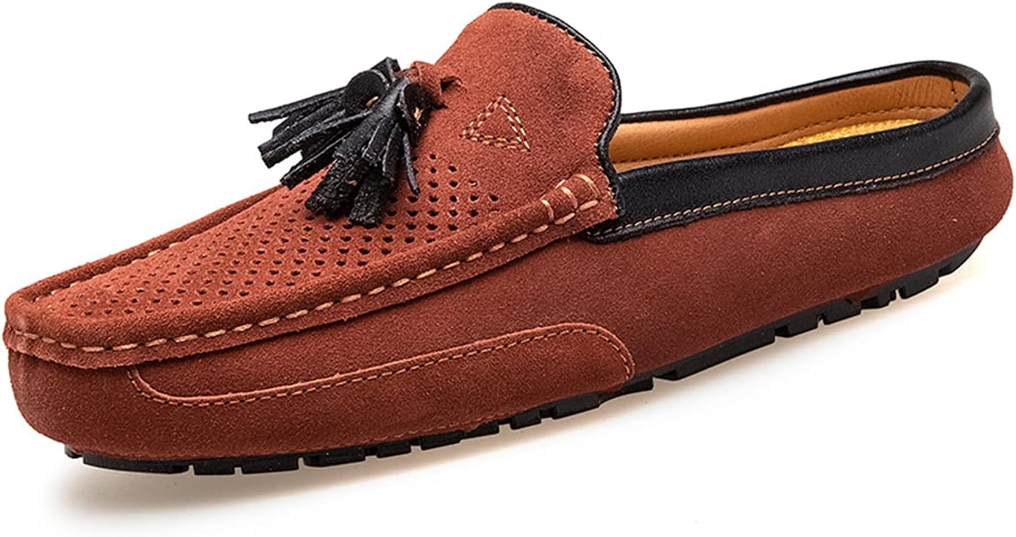 

Мужские летние повседневные слиперы-мокасины из замши с кисточками, дышащие LITNERMIA, темно-коричневый