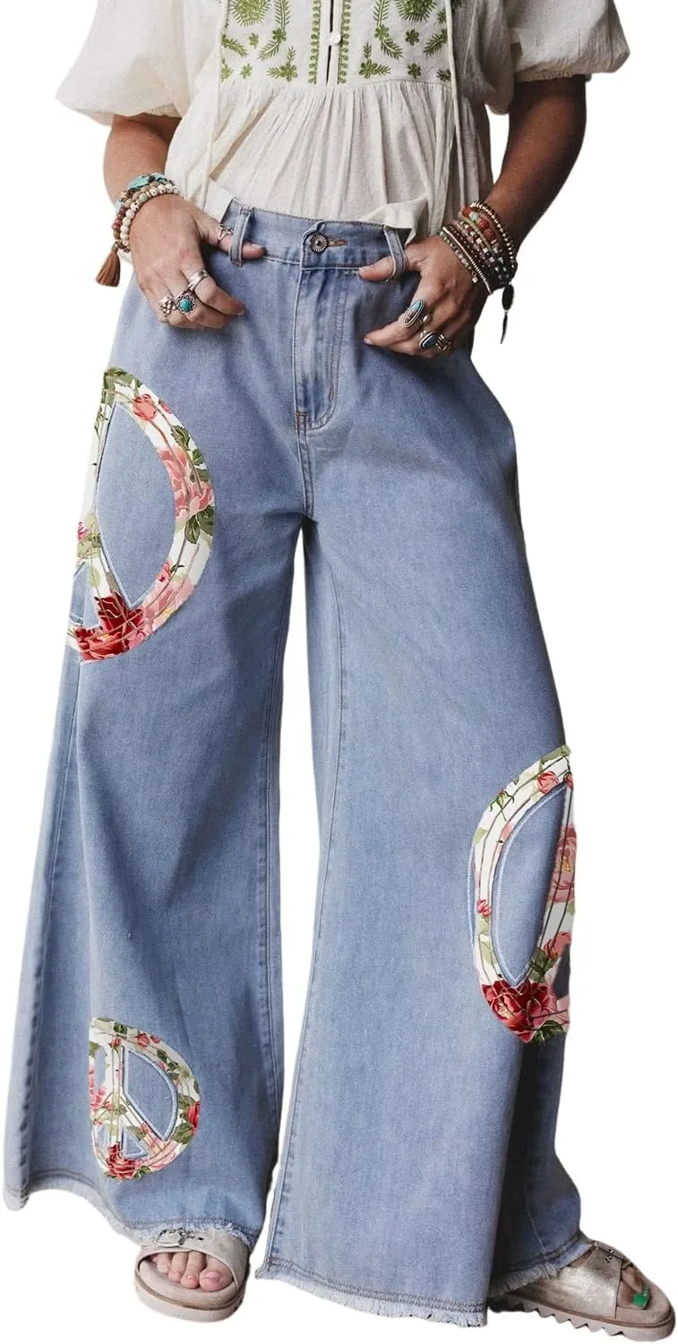 

Джинсы женские Myosotis с вышивкой floral peace sign Loricete