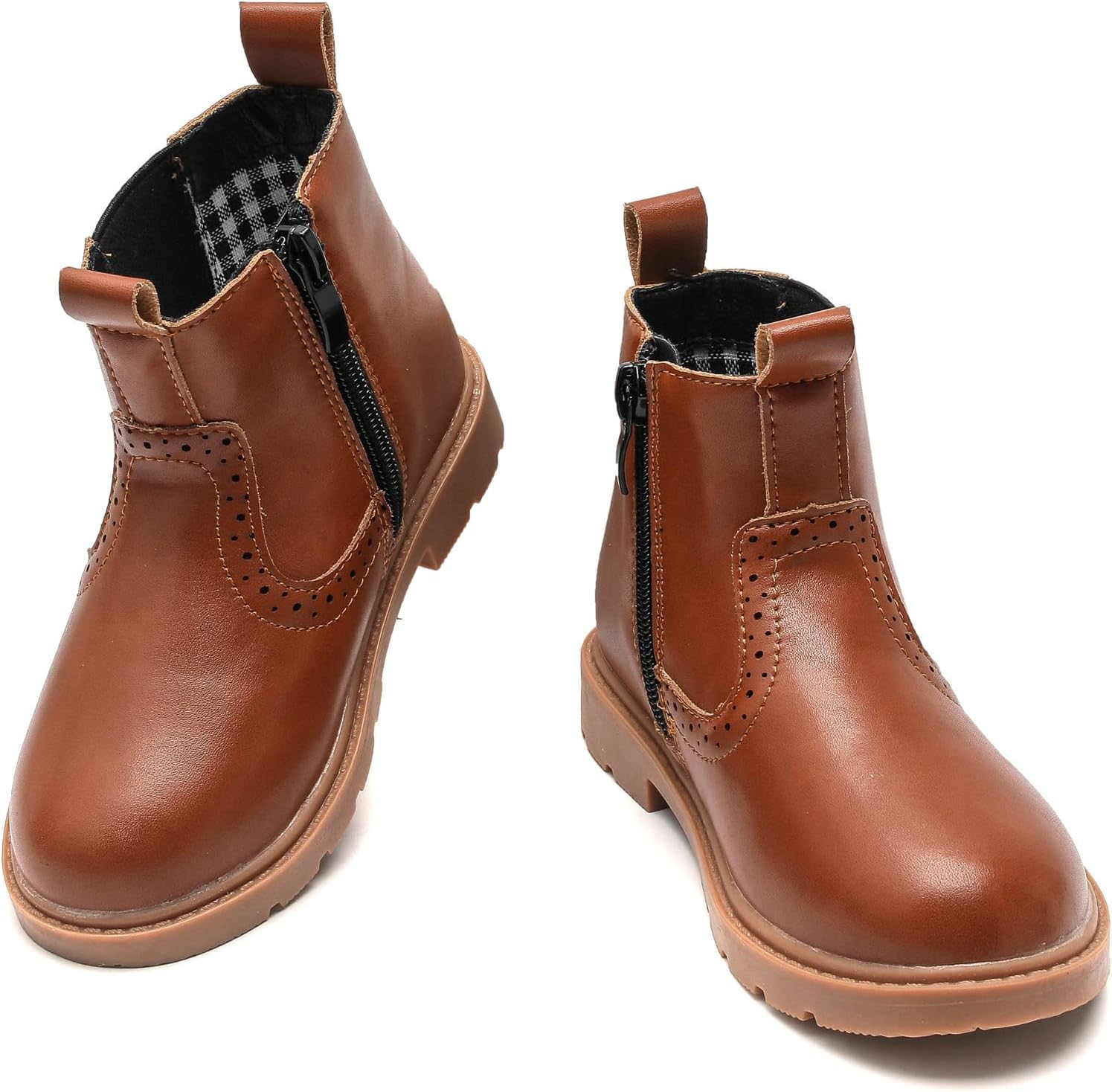 

Ботинки DADAWEN для мальчиков и девочек, водонепроницаемые, с боковой молнией, комфортные, челси, на щиколотку, боевые ботиночки (малыши/дети младшего возраста/старшие дети), Brown Leather