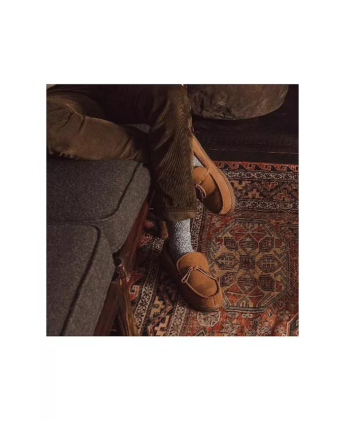 Мужские мокасины-тапочки Paul Printed из берберской замши MUK LUKS, коричневый/бежевый — фото 3