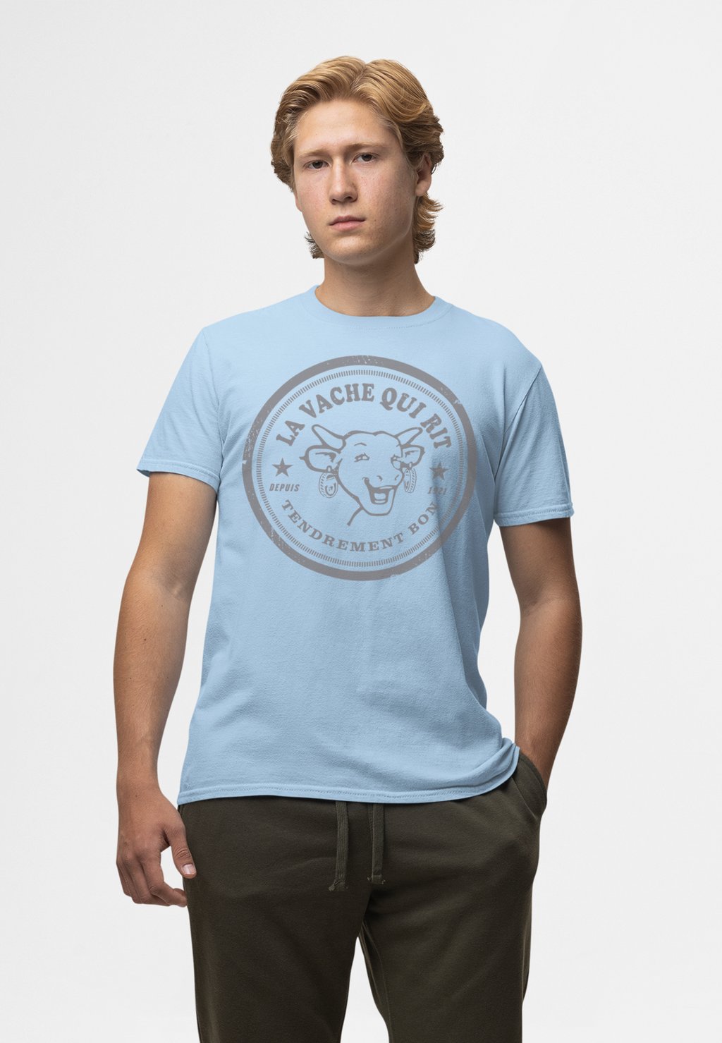 

Футболка с принтом THE LAUGHING COW BADGE LOGO Henry Tiger, светло-голубой